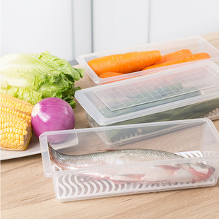 Factory wholesale small kitchen drain storage box plastic storage box seafood vegetable rectangular refrigerator storage box