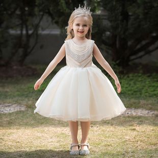Princess Dress Girls 2024 Elegant Flower Girl Dress Wedding Dress Baby Piano Performance Dress Summer