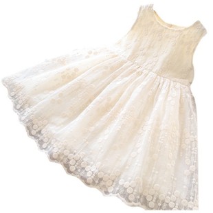 Girls' dress summer dress 2023 new western style sleeveless dress children's lace gauze dress summer baby princess dress