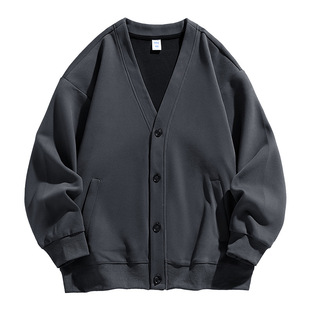 Solid Color Men's Cardigan Coat Spring and Autumn Japanese Men's V-neck Sweater Men's Korean Style Fashionable Loose Sweater