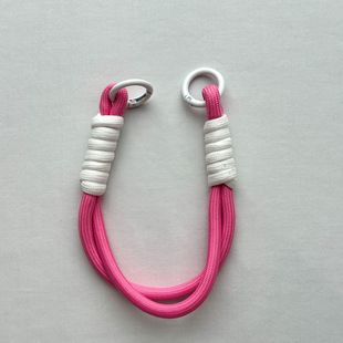 Summer Color Mobile Phone Chain Lanyard Water Cup Keychain Short Metal Pendant DIY Mobile Phone Hanging Ornaments Woven Belt