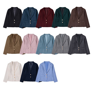 JK Uniform Suit Temperament Commuter Color V-Neck Single Two Button-breasted Small Suit Jacket Small Soft Girl School Uniform