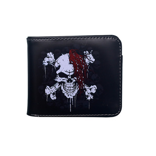 Cross-border wallet skull short zipper wallet European and American cartoon skull wallet change wallet to figure D system
