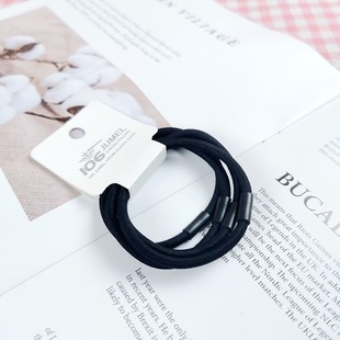 4 pieces suit Japanese and Korean women's high elastic black rubber band hair rope hair band hair rope leather cover Yiwu hair accessories wholesale