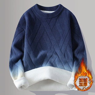 Cross-border 2024 Fall/Winter Men's Thickening Gradient Youth Knitwear Tide -99 Waves taobao guest