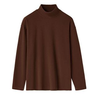 New Autumn and Winter Half-high Collar Base Shirt Men's Loose Trendy Inner Wear Black Mid-high Collar Autumn Long-sleeved T-shirt