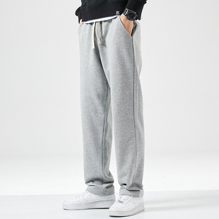 Spring and Autumn Thick Sweat Pants Men's Straight Loose Tight Waist Casual Pants Heavy Trendy Brand American Style plus size Sports Pants