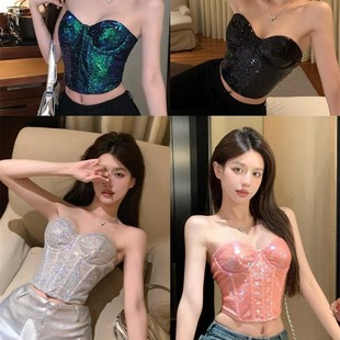 Новые весенние и летние блестки тяжелые рыбные корсеты