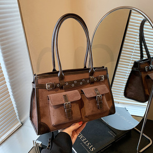 Vintage High-end Suede Underarm Bag Women's 2024 New Fashionable Simple Tote Bag Large Capacity General Bag