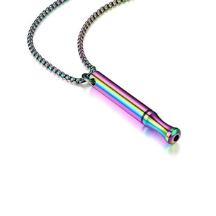 Cross-border Amazon Hot Sale Stainless Steel Meditation Whistle Necklace Decompression Anxiety Adjustment Breathing Pendant Jewelry Wholesale