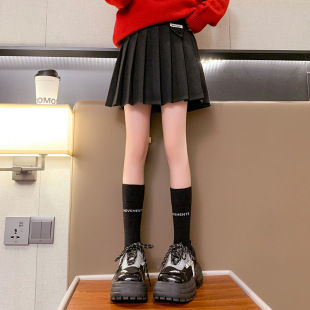 Girl's Woolen Skirt Autumn and Winter Thickened Skirt Academy Style Pleated Skirt 2022 New Style Girl's All-Match Skirt