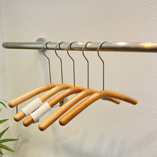 Children's Clothing Store Special Clothes Hanger Moon Bay Beech Cotton Rope Children's Wear Solid Wood Non-slip Clothes Hanging Pants Integrated Logo