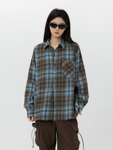 American Style Retro Plaid Shirt Men's Spring and Autumn New Arrival Loose Casual Long-Sleeved Trendy Shirt Coat Women's Top