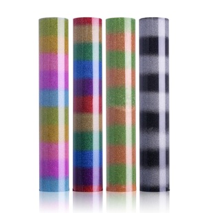 Xinfang embroidered rainbow New glitter heat transfer film gradient glitter lettering film htv glitter fluorescent iridescent film Hot