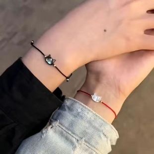 New Cat Shell Bracelet Exquisite Niche Woven BFF Couple's Hand Rope Gift Simple Kitten
