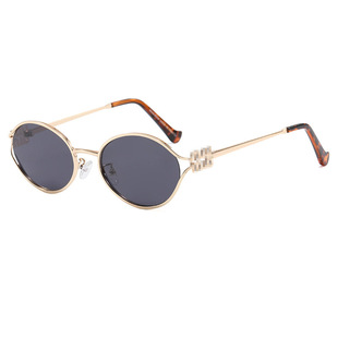 European and American trend metal retro sunglasses men and women retro oval sunglasses UV400 personality fashion glasses wholesale