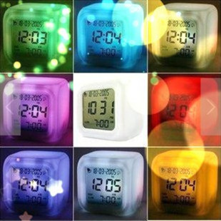 Cross-Border Colorful Square Alarm Clock Creative Color-Changing Luminous Alarm Led Silent Night Light Digital Alarm Clock Creative Gift