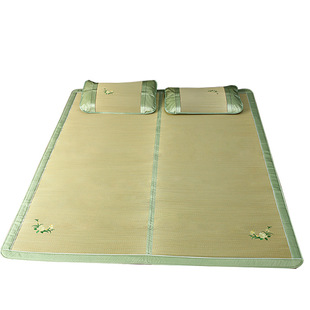 Factory direct supply rush folding mat mat air conditioning mat three-piece set 1.5 meters 1.8 meters double student straw mat wholesale