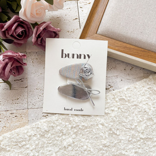 Silver Pink Series silver Bright Leather Children's Hairpin Bow Rose Diamond Sweet Girl Baby Baby Baby Hair Accessories