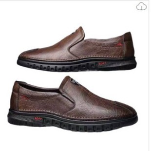 New business casual leather shoes British men's low-top casual men's leather shoes breathable soft bottom slip-on men's leather shoes