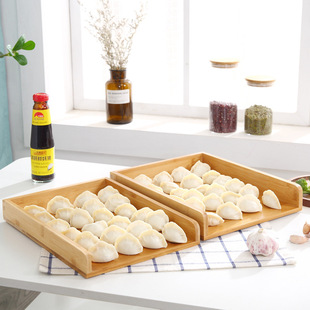 Wooden Dumpling Tray Kitchen Bamboo Dumpling Storage Tray Home Restaurant Refrigerator Quick-frozen Stackable Tray