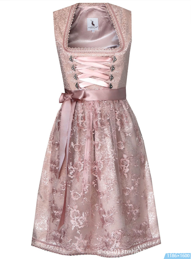 2024 Foreign Trade Germany Oktoberfest Clothing Bavarian Printed Strap dress Maid suit