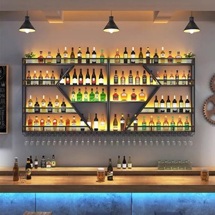 Bar Counter Wall Background Decoration Red Wine Rack Ornaments Wine Rack Storage Rack Wall Hanging Wine Glass Rack Inverted Wine Cabinet Lighting Rack