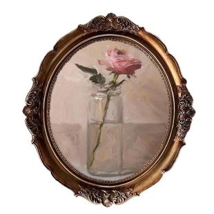 Retro photo frame European-style light luxury niche style carved mirror wall-mounted Oval classical oil painting frame small ornaments