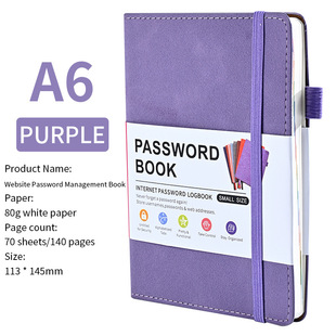 Cross-Border Exclusive Website Address Password Book with Letter Labels English Record A6 Strap Sheepskin Soft Surface Notepad
