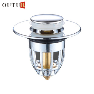 Wash basin sink leaking plug drain tube bounce core wash basin press type stainless steel anti-plug odor accessories