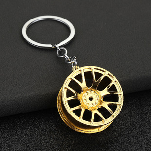 Factory wholesale creative metal wheel key ring car modification men's keychain pendant