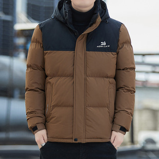 Graphene Cotton Clothes Men's Winter New Thickened Warm Hooded Contrast Color Cotton Coat Coat Winter Clothing Cold Warming Men's Cotton