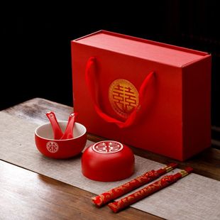 Chinese Wedding Tea Cup Set Red Ceramic Mouth Cup Wedding Supplies Newlyweds Wedding Cup Cover Bowl