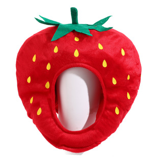 Hot Internet Celebrity Cute Plush Strawberry Headgear Strawberry Hat Photo Props Photo Props Plush Headgear