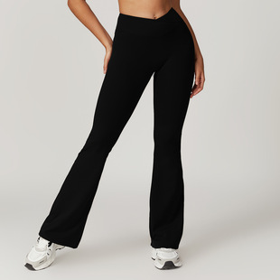Environmentally Friendly Recycling Quick-Drying Hip Lifting Yoga Flared Pants Naked Cross High Waist Tight Casual Sports Wide Leg Pants 8799