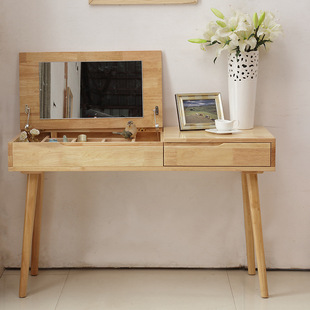 Log Color Bedroom Small Apartment Internet Red Japanese Style Nordic Style Dressing Table Flip Dressing Table Solid Wood Dressing Table for Adults