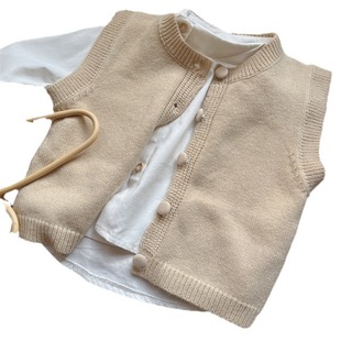 Autumn 2024 New Children's Baby Korean-style All-match Sweater Cardigan Vest Sleeveless Sweater