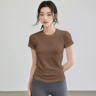 Spring and Summer New Sports Fitness Short-sleeved Quick-drying Yoga Suit Running Training Top Tight Outer Wear Slim T-shirt