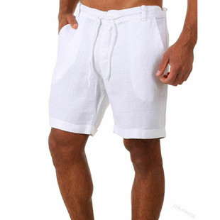 2021wish summer AliExpress men's clothing European and American men's casual shorts solid color lace-up loose sports pants