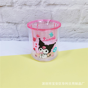 ins High-value Rotating Pen Holder Cartoon Jade Gui Dog Transparent Jelly Color Storage Pen Holder Girl's Heart Makeup Case for Women