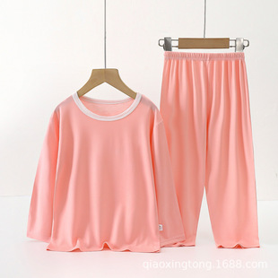 New summer modal long-sleeved trousers for boys and girls thin small medium and big children children's air conditioning home wear suit