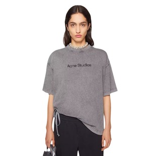 Cross-border fashion brand AC Faded Logo Tee old LOGO letter flocking printed men's and women's short-sleeved T-shirt tee