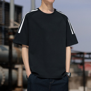 2025 plus size Gradient Short-sleeved T-shirt Men's Summer Trendy Loose Half-sleeved Plus-sized Thin Fat T-shirt Men's