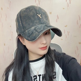 Niche Street Fashion Brand Washed Old Denim Baseball Cap Women's New Korean Embroidered Sunshade Hard Top Cap Men's