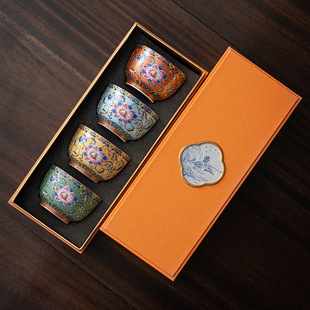 Enamel Color Master Cup Personal Special Tea Cup Glaze Color Ceramic Kung Fu Tea Set Gift Box Chinese Style Tea Bowl High-grade Cup