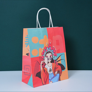 in stock Kraft Paper Bag Handbag High-end Paper Bag Garment Gift Handbag Paper Bag Milk Tea Takeaway Packing Bag