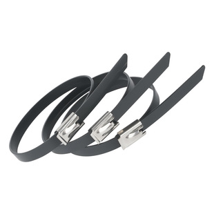 Source Manufacturer Plastic-coated Stainless Steel Cable Ties 5.6mm Wide 9mm Dipped Plastic-coated Black Self-locking Stainless Steel Cable Ties