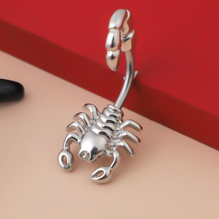 Foreign trade export navel accessories wholesale and retail stainless steel rod scorpion navel ring anti-allergy inverted wearing scorpion navel nail