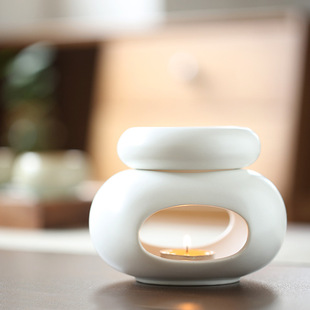 Creative Oval Black Dot Sub-noodle Ceramic Aromatherapy Stove Oval Separated Essential Oil Stove Witch Soup Cup Candle Iron Rack