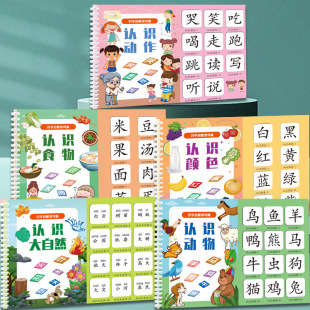 New Kidsren's Literacy Quiet Book for Kidsren Aged 3-6 Years Old, Early Education Enlightenment, Picture Literacy, Word Recognition, Tear-Off Quiet Book